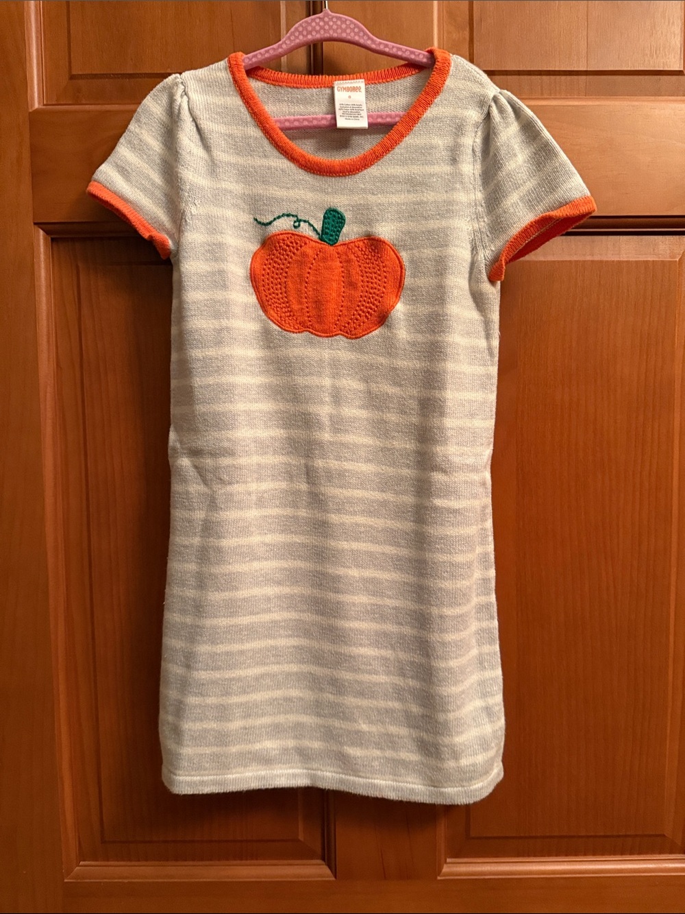 Gymboree Cream and Orange Pumpkin Applique Knit Dress